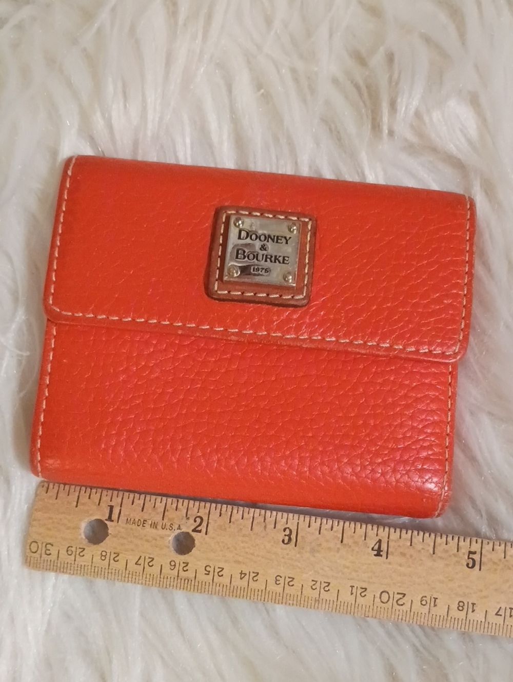 Dooney & Bourke Orange Pebbled Leather Compact Wallet - Picture 13 of 13